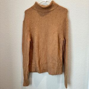 J. Crew Tan Merino Wool Alpaca Blend Soft Funnel Neck Sweater - Size L - EUC